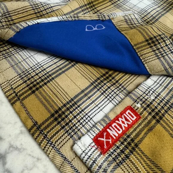 DIXXON Lager Flannel Shirt L Yellow Black White Plaid Workwear Western RARE - Picture 7 of 13